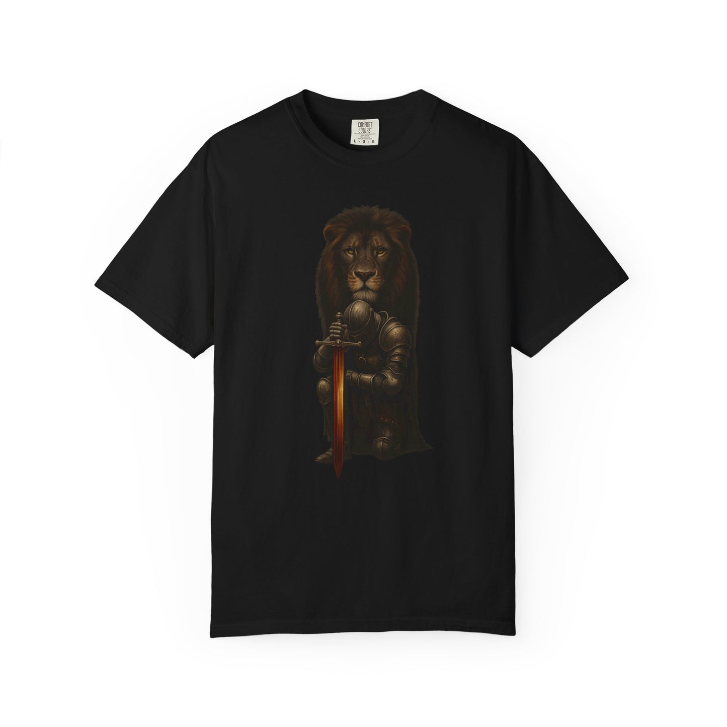 Lion Warrior T-Shirt - Medieval Knight Lion Design - Epic Fantasy Unisex Tee