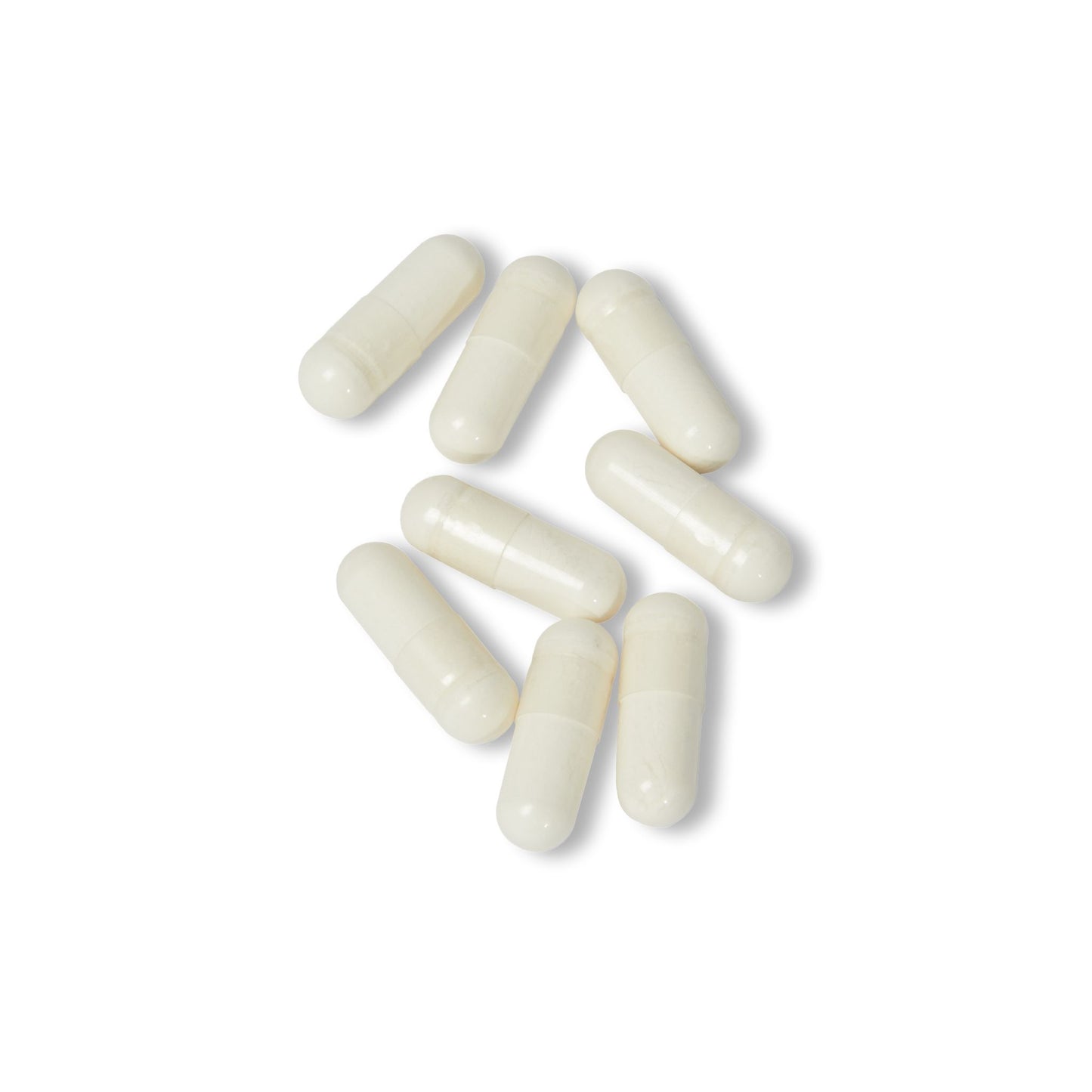 White cylindrical objects arranged in a pyramid shape on a white background