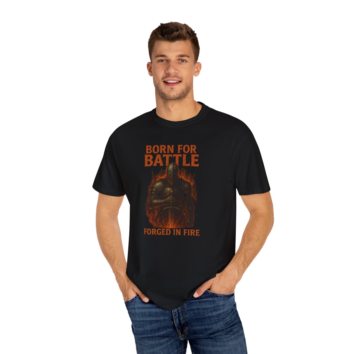 BORN FOR BATTLE: Forge Your Destiny. Unisex Garment-Dyed T-Shirt.