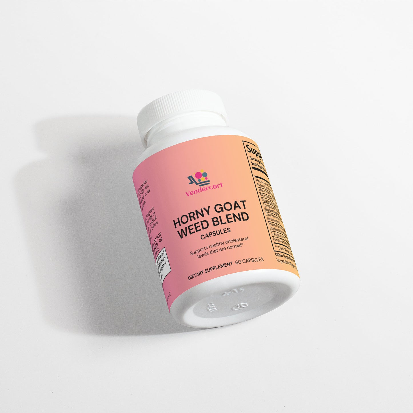 Bottle of Horny goat weed blend capsules on a white background