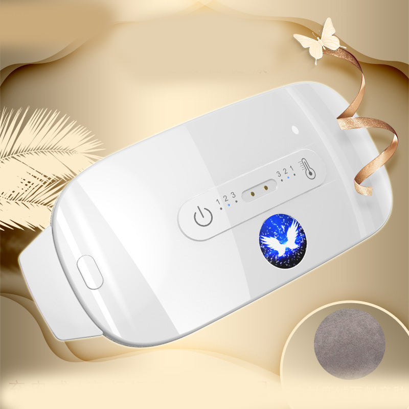 White electronic device with digital display on a gold background