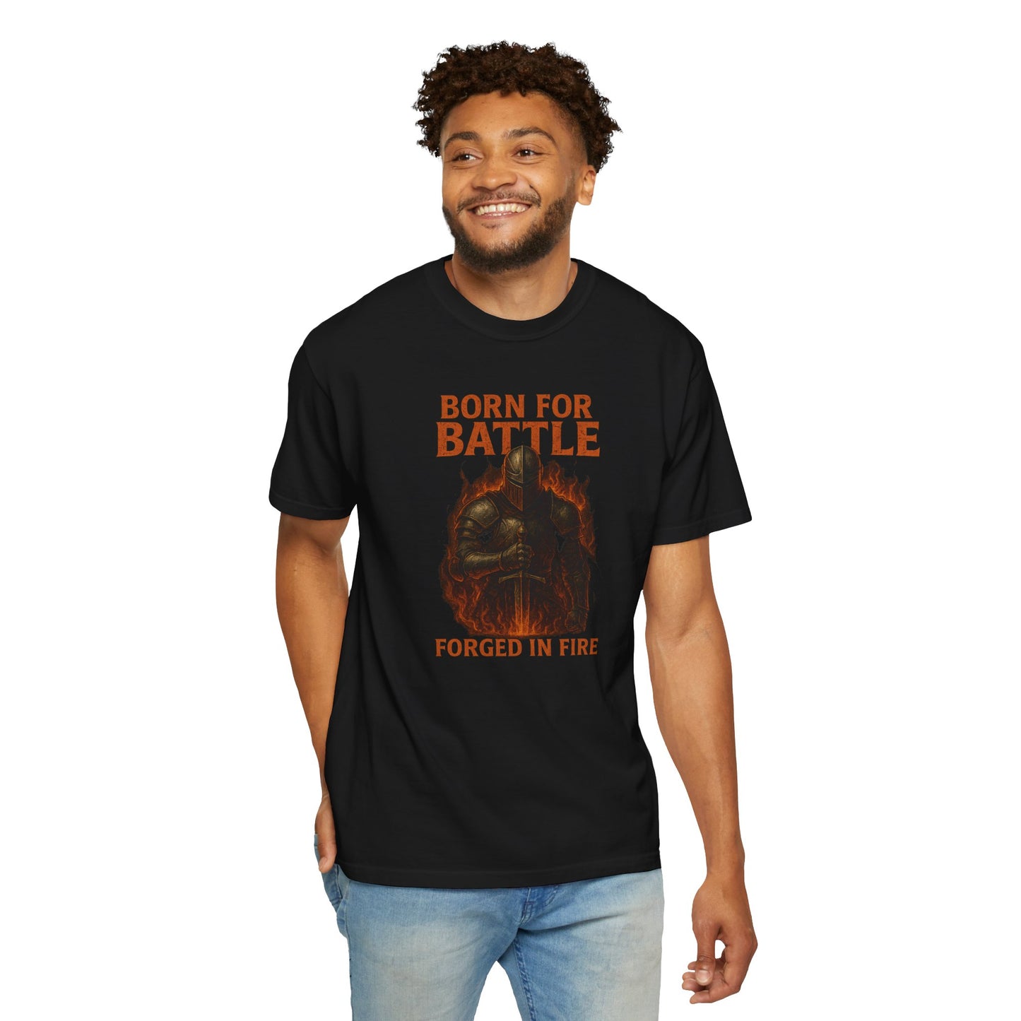 BORN FOR BATTLE: Forge Your Destiny. Unisex Garment-Dyed T-Shirt.