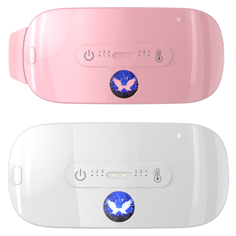 Two pink and white electronic devices with digital displays and bird graphics on a white background