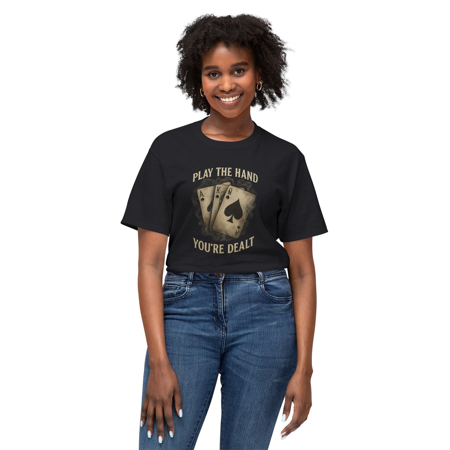 PLAY THE HAND YOU'RE DEALT: Master Your Game. Unisex HD Cotton™ T-Shirt.