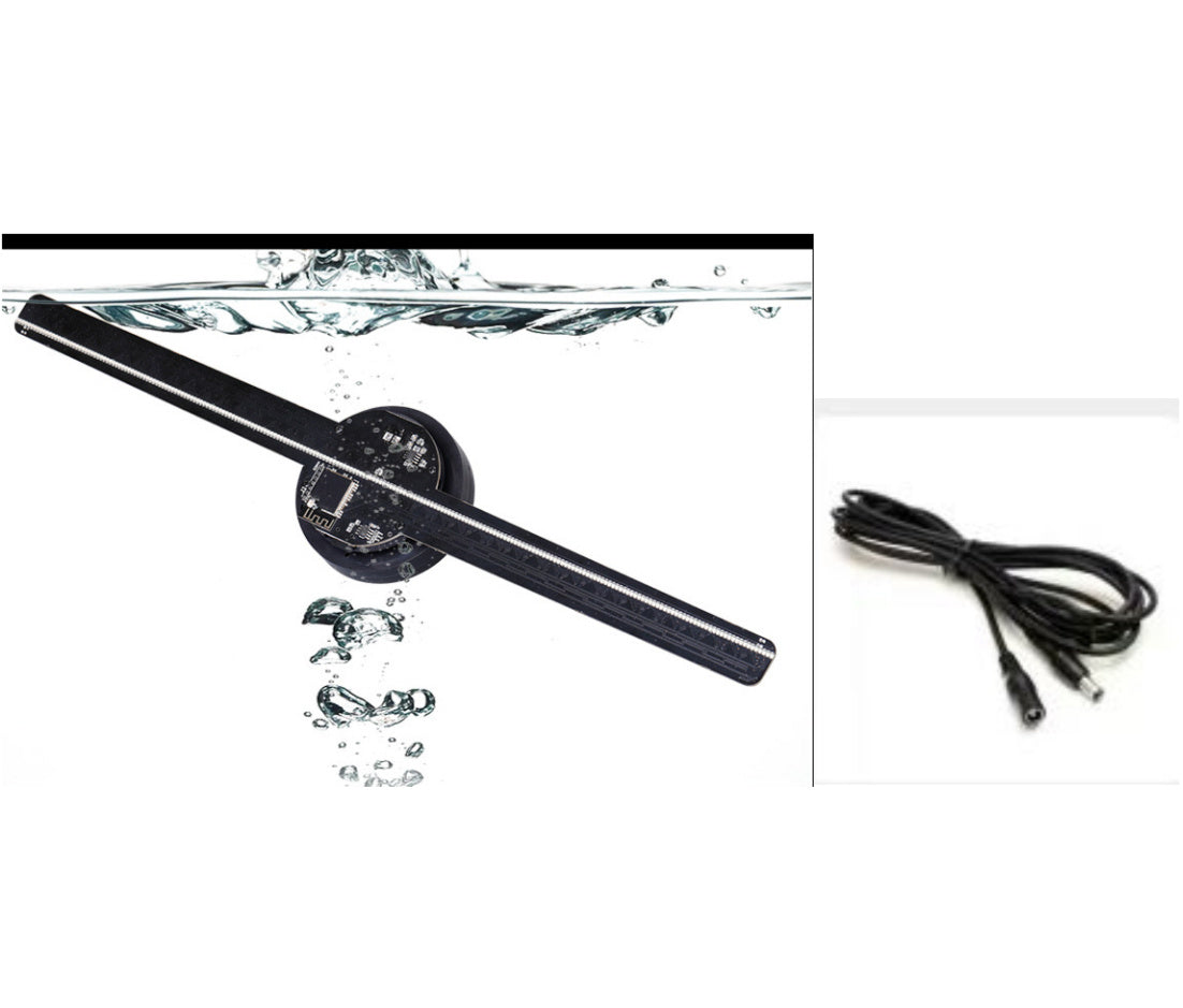 Black underwater light with cable on a white background
