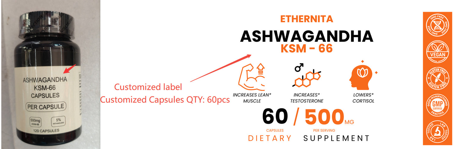 Ashwagandha KSM-66 Capsules – Stress Relief, Energy & Focus (60/120 CAPS)