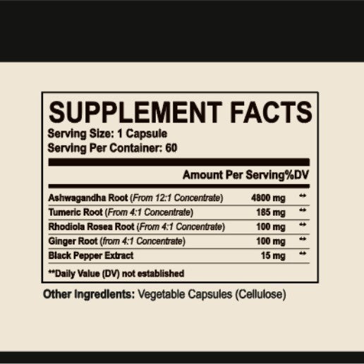 Ashwagandha KSM-66 Capsules – Stress Relief, Energy & Focus (60/120 CAPS)