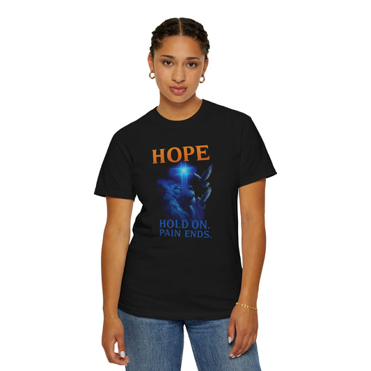 HOPE T-Shirt - Hold On Pain Ends - Inspirational Angel Design - Unisex Comfort Tee