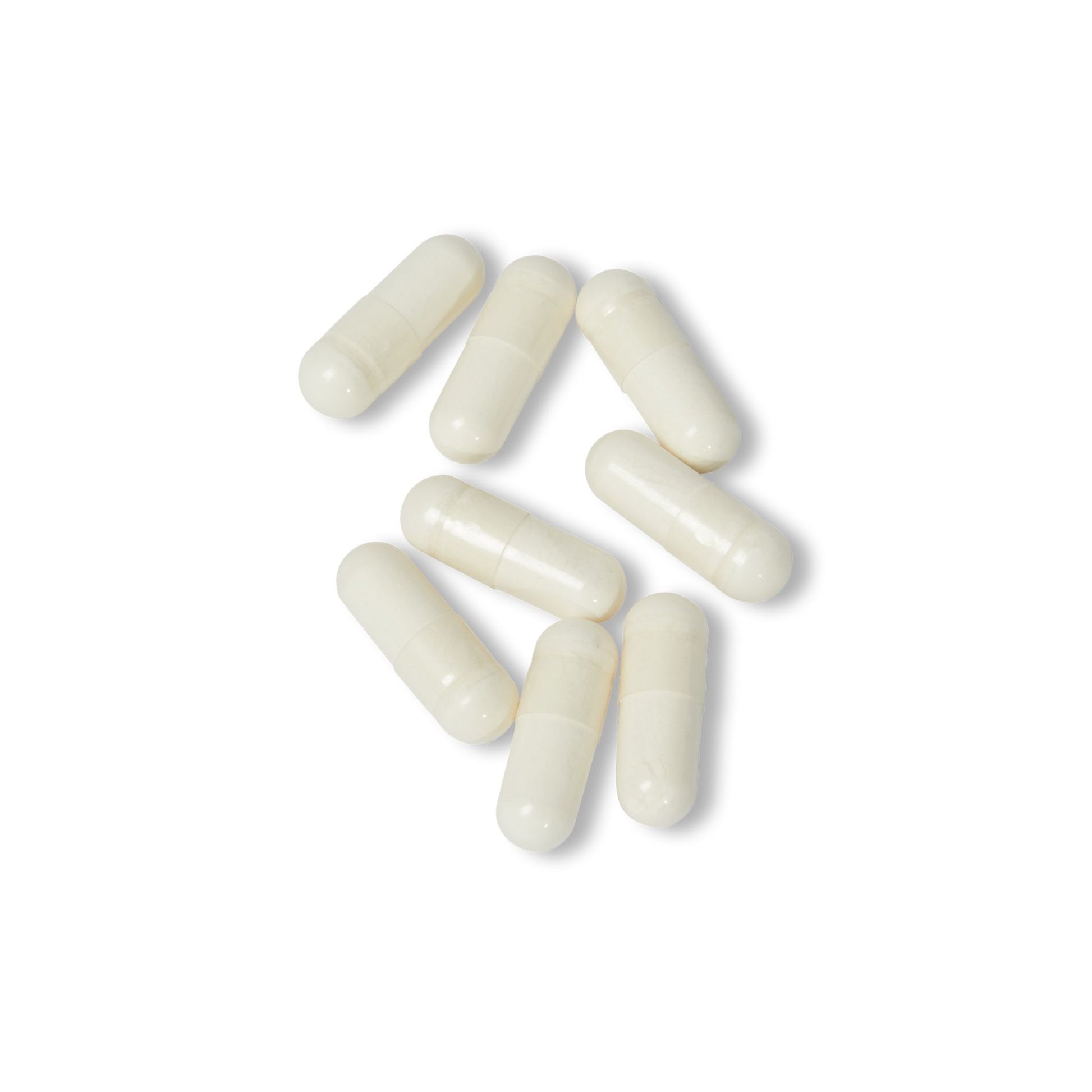 White cylindrical objects arranged in a pyramid shape on a white background