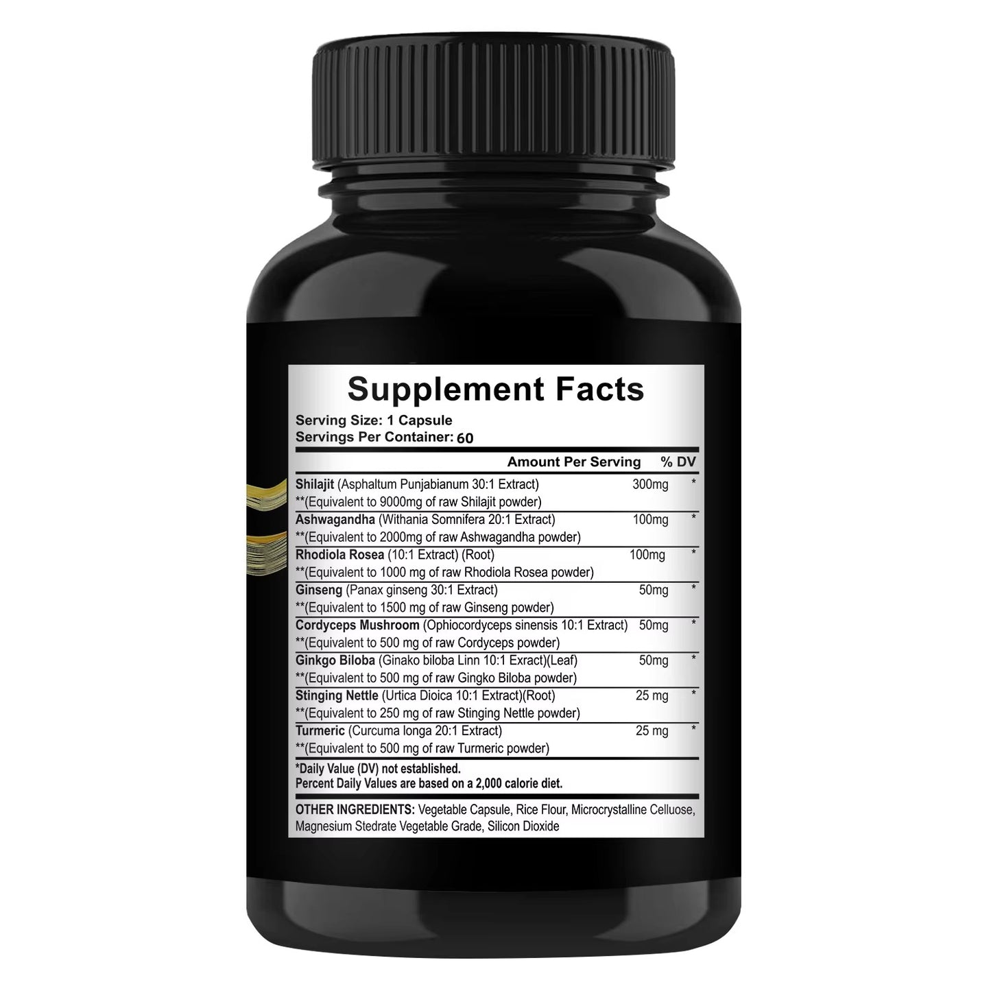 Shilajit + Ashwagandha Max Strength Capsules – 10-in-1 Energy & Testosterone Booster (60 Caps)
