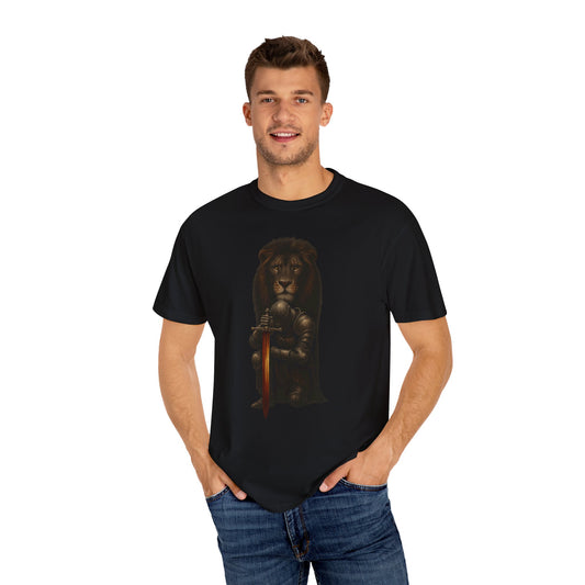 Lion Warrior T-Shirt - Medieval Knight Lion Design - Epic Fantasy Unisex Tee