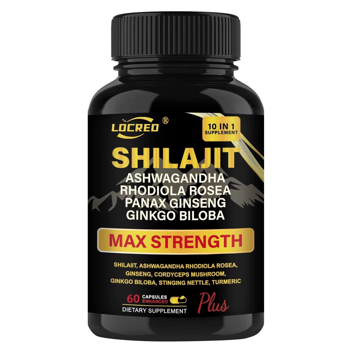 Shilajit + Ashwagandha Max Strength Capsules – 10-in-1 Energy & Testosterone Booster (60 Caps)