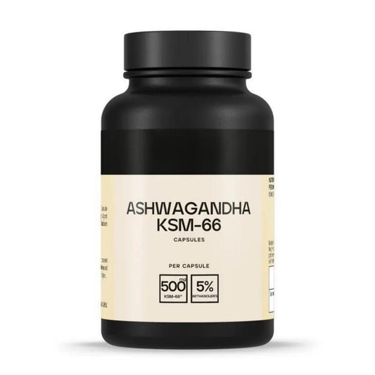 Ashwagandha KSM-66 Capsules – Stress Relief, Energy & Focus (60/120 CAPS)
